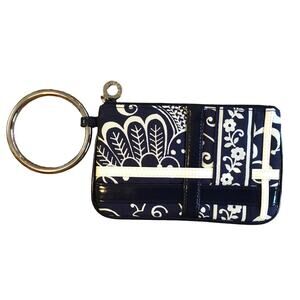 Vera Bradley Twirly Birds Navy Blue Bangle Cosmetic Wristlet Coin Purse Wallet